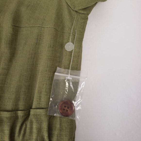 ModCloth XXS Dress Olive Green Linen Pockets Button Shirt Belt Tie Khaki NWT - Picture 10 of 15